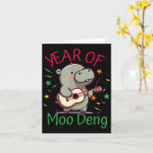 Moo Deng Is A Pygmy Hip Happy New Year Funny  Kaart (Gele Bloem)