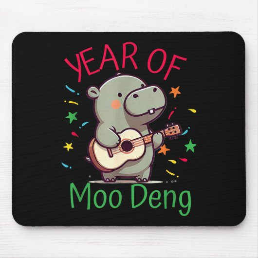 Moo Deng Is A Pygmy Hip Happy New Year Funny  Muismat (Voorkant)