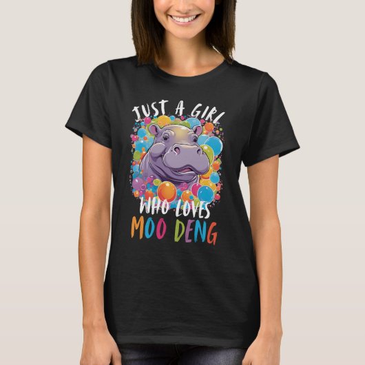 Moo Deng is een meisje dat houdt van Moo Deng Scha T-shirt (Voorkant)