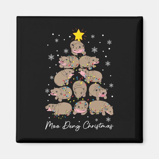 Moo Deng Kerstboom Grappig Schattige Ba Magneet (Voorkant)
