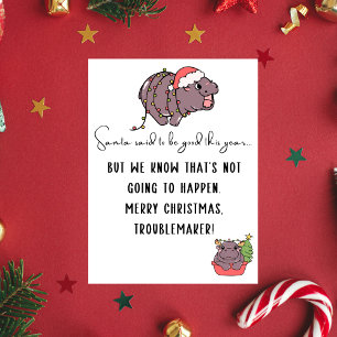 Moo Deng Merry Christmas Grappige quotes voor vrie Feestdagenkaart
