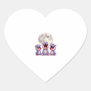 Moo deng met de maan Moo Deng Funny Moo-Deng Mem Hart Sticker