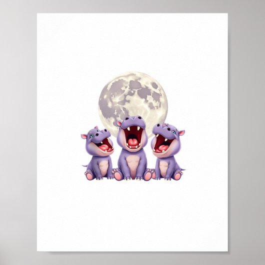 Moo deng met de maan Moo Deng Funny Moo-Deng Mem Poster (Voorkant)