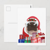 Moo Deng Nijlpaard Kerstmis Briefkaart (Voorkant / Achterkant)