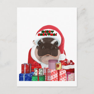 Moo Deng Nijlpaard Kerstmis Briefkaart