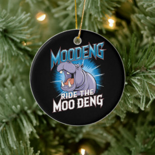 MOO DENG Nijlpaardrit De MOO DENG Keramisch Ornament