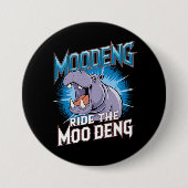 MOO DENG Nijlpaardrit De MOO DENG Ronde Button 7,6 Cm (Voorkant)