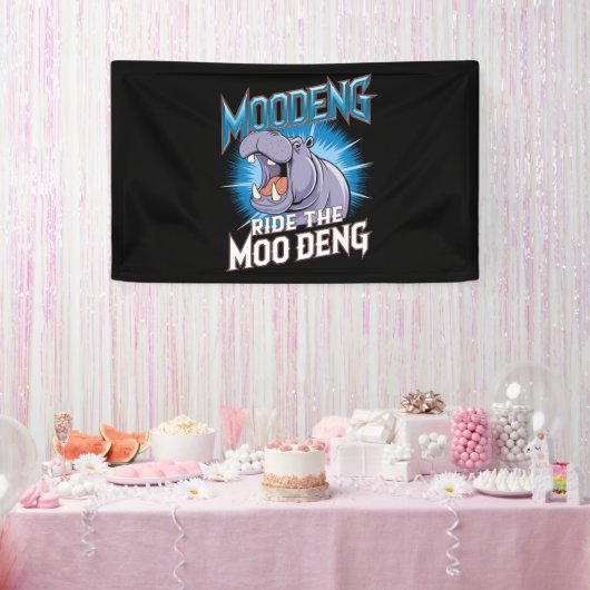 MOO DENG Nijlpaardrit De MOO DENG Spandoek (Feest)