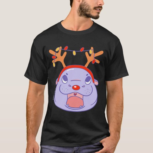 Moo Deng Rendier Kerstmis Xmas Schattigee Zoo Safa T-shirt (Voorkant)