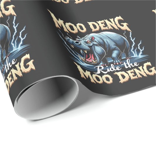 Moo Deng Ride the Moo Deng Funny Hippo Cadeaupapier (Rol Hoek)