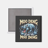 Moo Deng Ride the Moo Deng Funny Hippo Magneet (Voorkant / Achterkant)