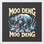 Moo Deng Ride the Moo Deng Funny Hippo Raamsticker (Vel)
