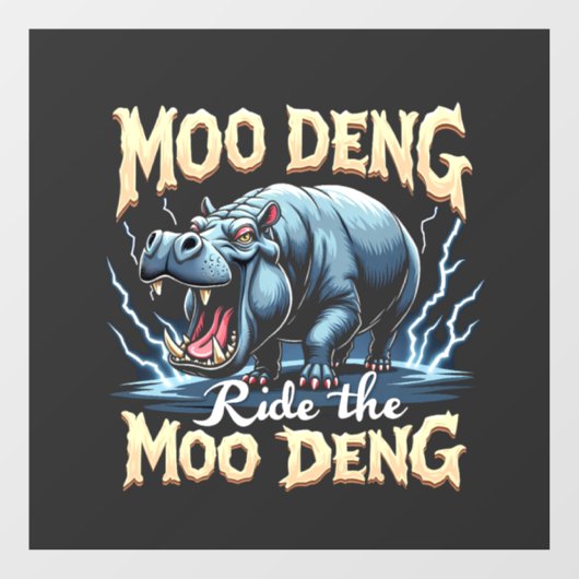 Moo Deng Ride the Moo Deng Funny Hippo Raamsticker (Vel)