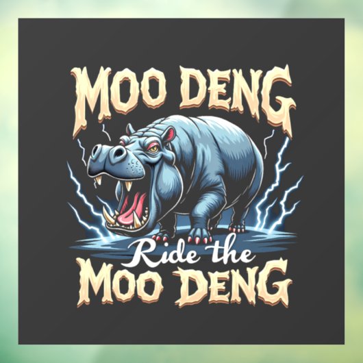 Moo Deng Ride the Moo Deng Funny Hippo Raamsticker (Vel 3)