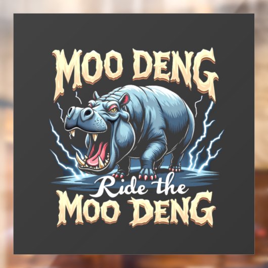 Moo Deng Ride the Moo Deng Funny Hippo Raamsticker (Vel 2)