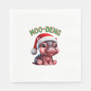 Moo-Deng Santa Christmas Grappig Schattige Baby Py Servet