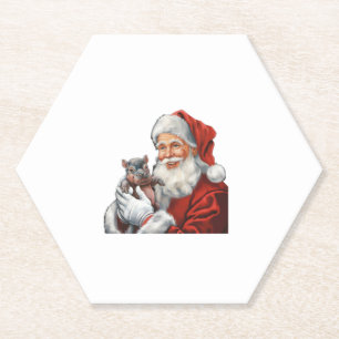 Moo Deng Santa's heldhaftige nijlpaard redt kerstm Kartonnen Onderzetters