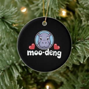 Moo Deng Stuiterend Varken in Thaise Afbeelding Ba Keramisch Ornament