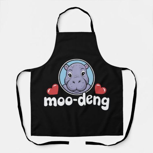 Moo Deng Stuiterend Varken in Thaise Afbeelding Ba Schort (Voorkant)