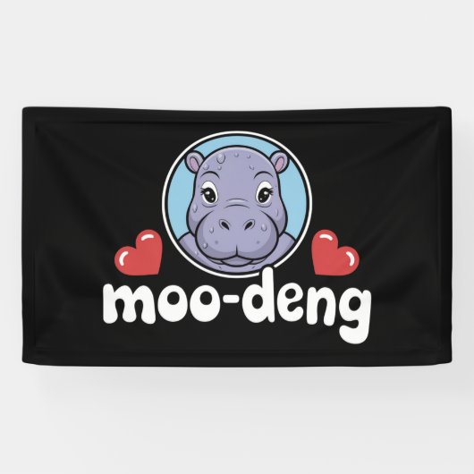 Moo Deng Stuiterend Varken in Thaise Afbeelding Ba Spandoek (Horizontaal)