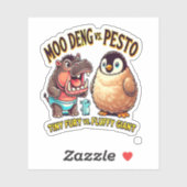 Moo Deng vs. Pesto Angry Hippo vs. Fluffy Penguin Sticker (Vel)