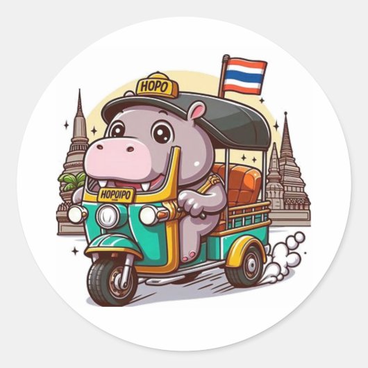 Moo Deng's Tuk-Tuk Adventure stickers (Voorkant)