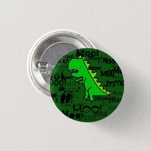 Moo! Dinosaur Ronde Button 3,2 Cm (Voorkant /achterkant)