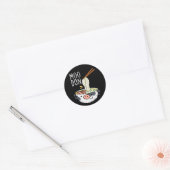 Moo-don Funny Udon Pun Dark BG Ronde Sticker (Envelop)