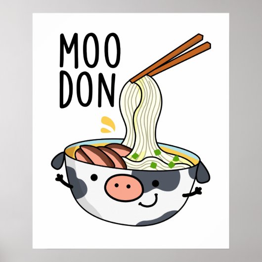 Moo-don Funny Udon Pun Poster (Voorkant)