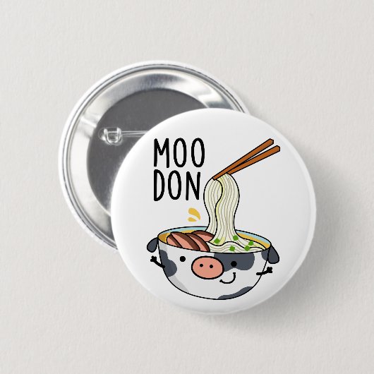 Moo-don Funny Udon Pun Ronde Button 5,7 Cm (Voorkant /achterkant)