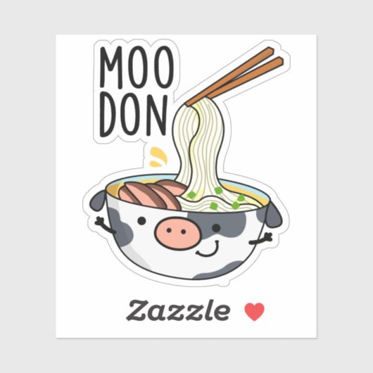Moo-don Funny Udon Pun Sticker (Vel)