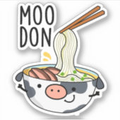 Moo-don Funny Udon Pun Sticker (Voorkant)