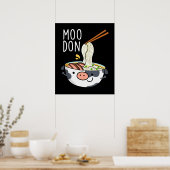 Moo-don Grappige Udon Grappen Donkere BG Poster (Keuken)