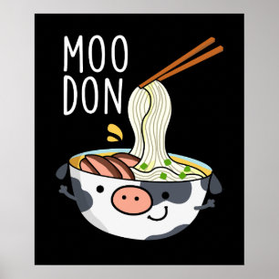 Moo-don Grappige Udon Grappen Donkere BG Poster