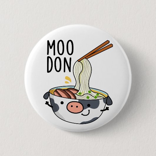 Moo-don Grappige Udon Grappen Ronde Button 5,7 Cm (Voorkant)