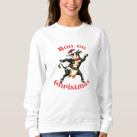 Moo-ee Kerstmis Grappige Dansende Koe Trui (Voorkant)