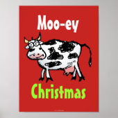 Moo-ey kerstfeest Funny Koe Poster (Voorkant)
