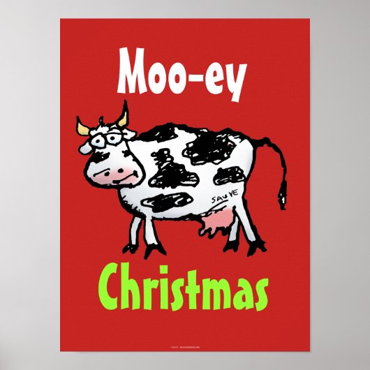 Moo-ey kerstfeest Funny Koe Poster (Voorkant)