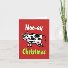 Moo-ey kerstfeest Funny Koe Wenskaart Feestdagen Kaart