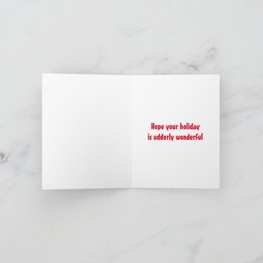 Moo-ey kerstfeest Funny Koe Wenskaart Feestdagen Kaart (Binnen)
