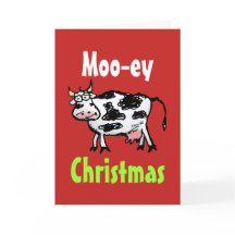 Moo-ey kerstfeest Funny Koe Wenskaart