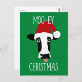 Moo-ey kerstKoe Funny Santa Claus Briefkaart (Voorkant / Achterkant)