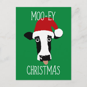 Moo-ey kerstKoe Funny Santa Claus Briefkaart