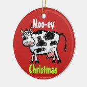 Moo-ey Kerstmis Funny Koe Cartoon Keramisch Ornament (Links)