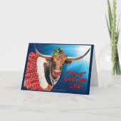 "MOO-ey" Kerstmis, Longhorn Cow Feestdagen Kaart (Voorkant)