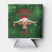 "MOO-ey" Kerstmis, Longhorn Steer Blikjeskoeler (Voorkant)