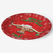 "MOO-ey Kerstmis, Longhorn Steer Papieren Bordje (Gekanteld)
