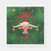 "MOO-ey Kerstmis, Longhorn Steer Servet (Voorkant)