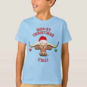 Moo-ey Kerstmis, Longhorn Steer T-shirt (Voorkant)