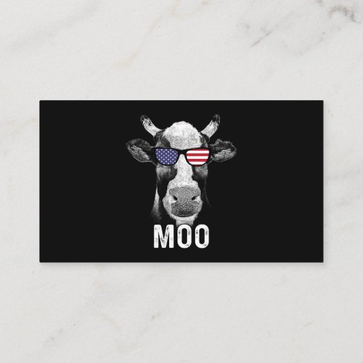 Moo Funny Koe Amerikaanse vlag op 4 juli Visitekaartje (Achterkant)